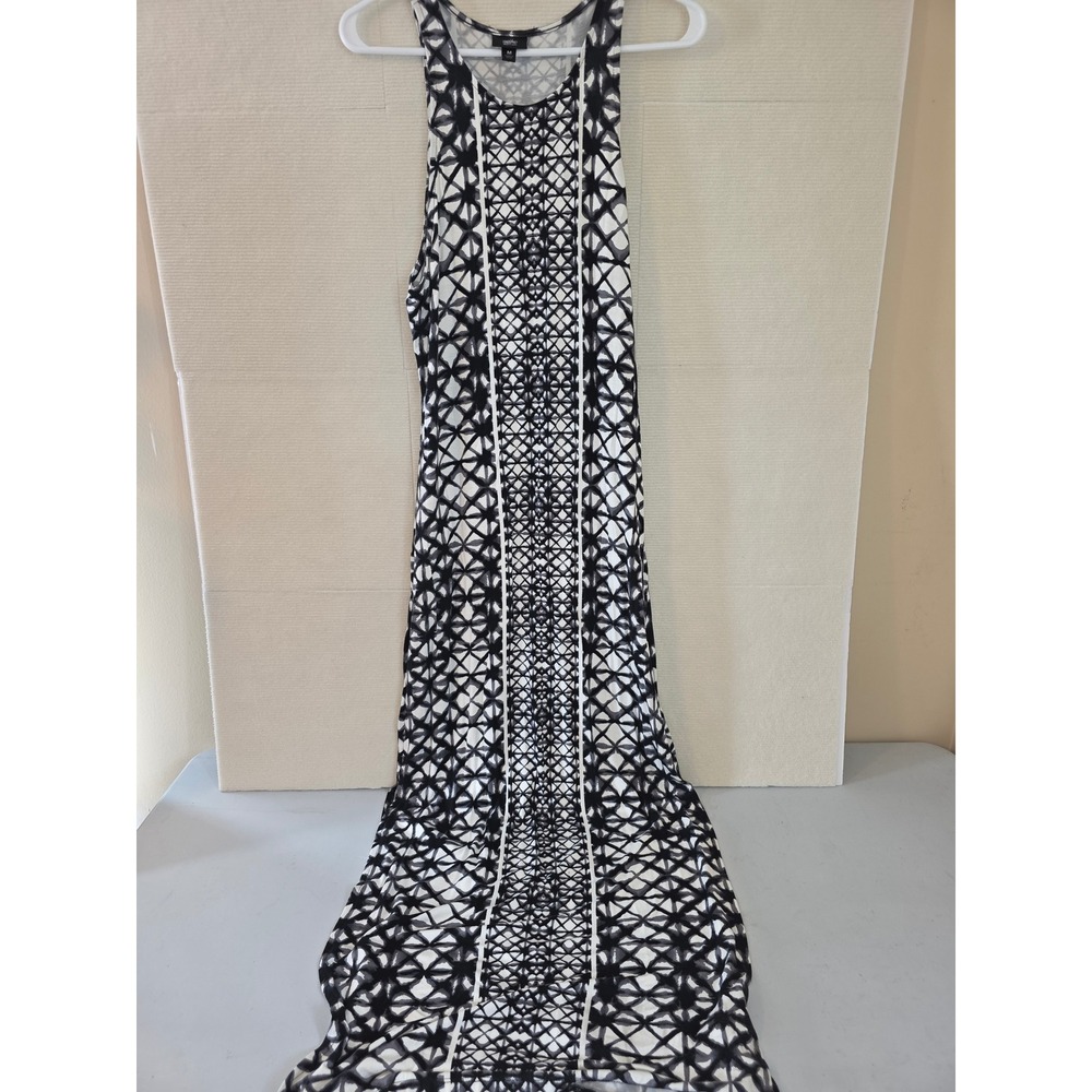 Mossimo Womens Black White Geometric Print Maxi Dress RacerbackSleeveless Size M